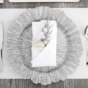 4 Silver Glass Reef Charger Plates